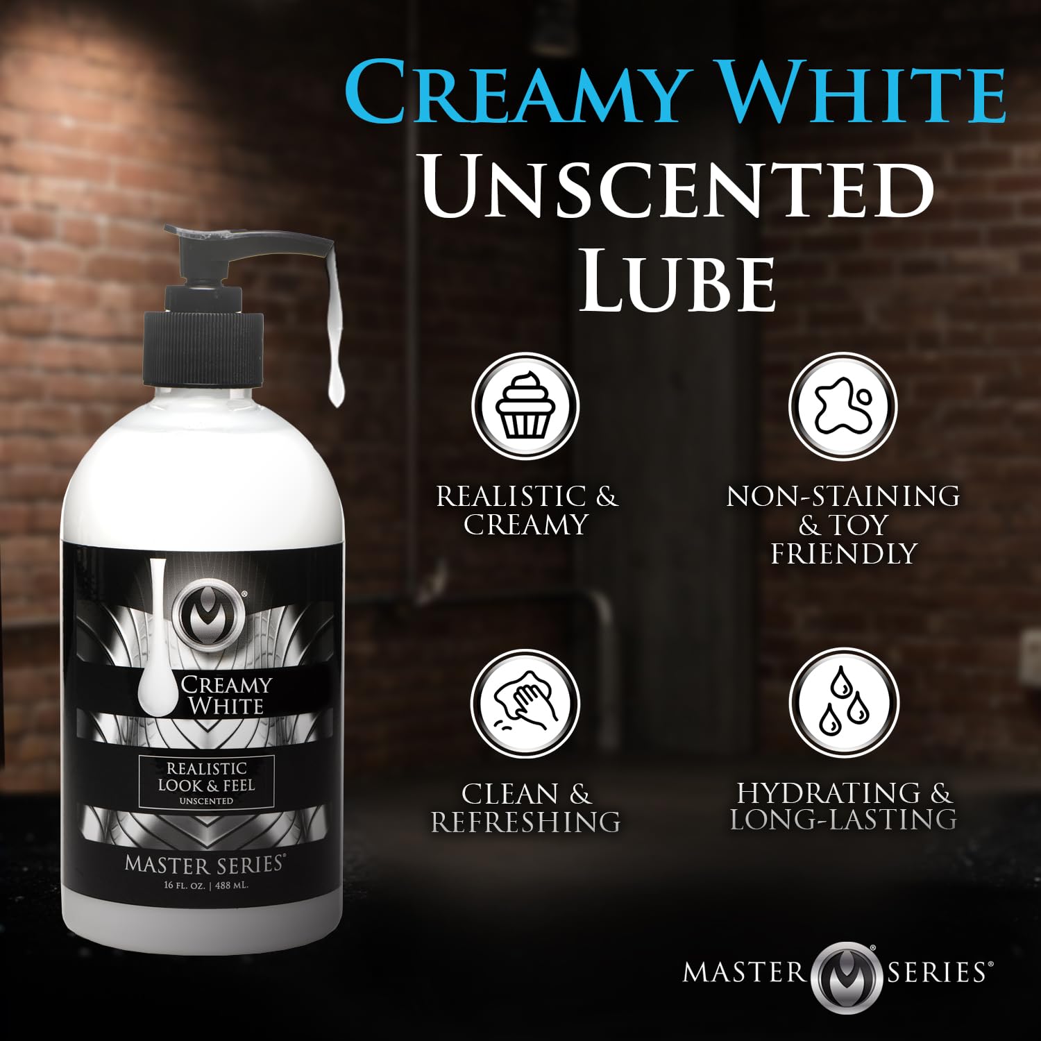 MASTER SERIES Crema bianca non profumata a base d'acqua Body Glide 453,6 g per uomini, donne e coppie, formula non macchia, consistenza spessa e liscia, facile pulizia, lubrificante per massaggi
