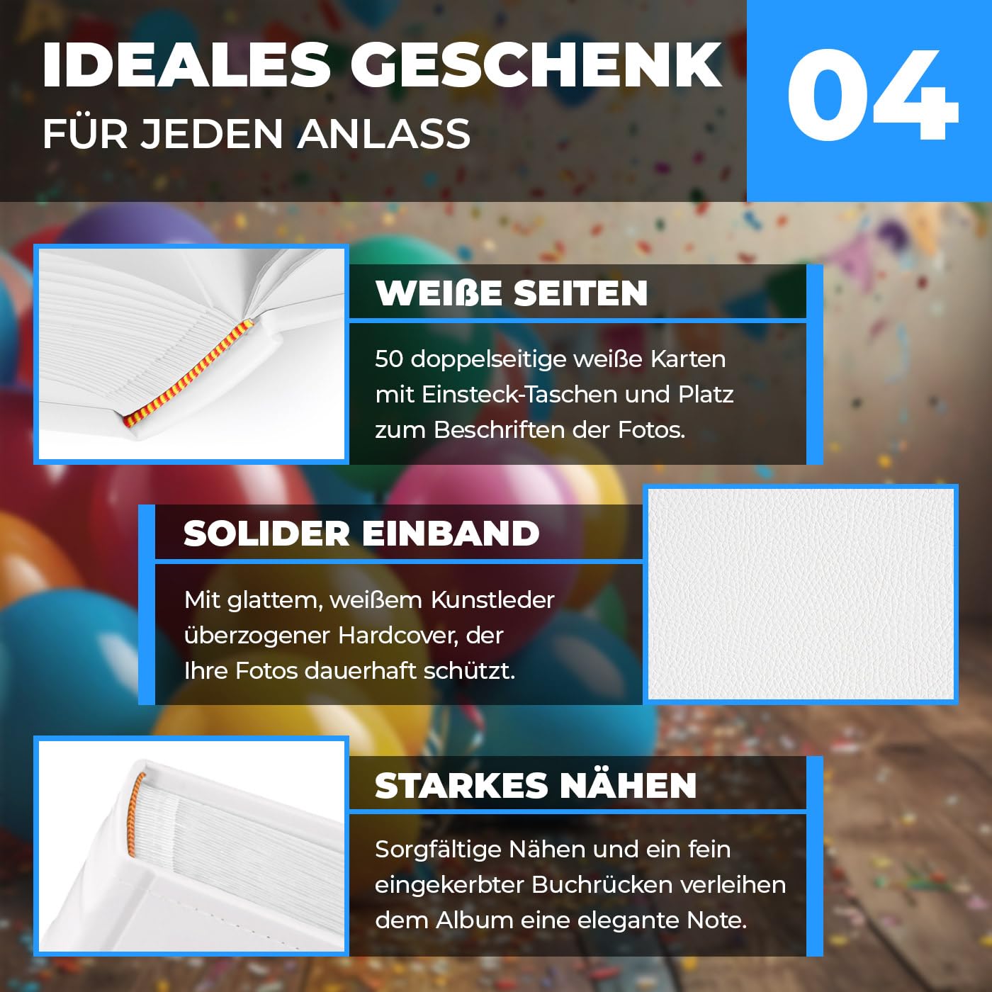 Maverton Einsteckalbum mit Aufdruck für 500 Fotos - Fotoalbum zum Einstecken 10x15 cm - Größe: 33x33cm - Weiß - Geschenke für Männer - personalisierte Geschenke zum Geburtstag