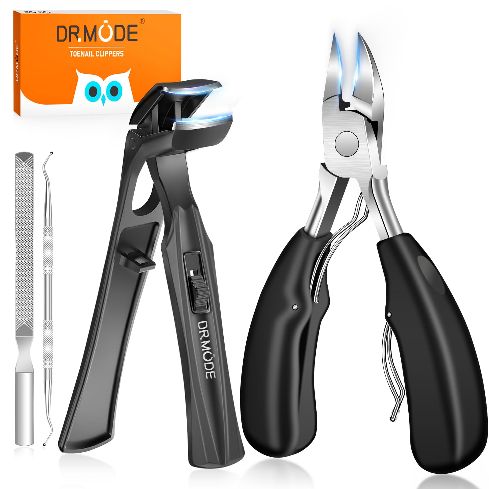 Toenail Clippers for Thick Nails for Seniors, Angled Head Ergonomic Nail Clippers for Men with Catcher, Wide Jaw Opening Heavy Duty Large Toe Nail