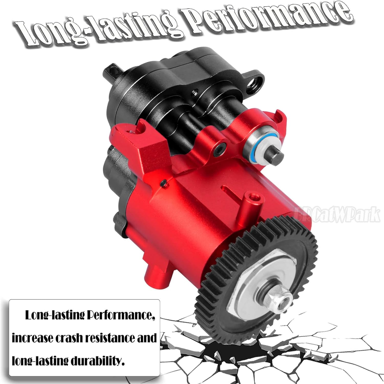 Aluminum Transmission Gearbox with Metal Internal Gears and Bearings Upgrades Part for 1/10 TRX4 TRX6 RC Crawler Car,2 Speed Transmission Gearbox,Black/Red