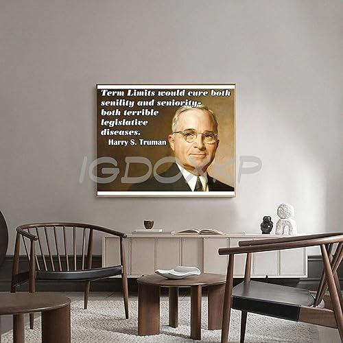 Miniatura 3 de OUDINI Póster de 33 edición del presidente de Estados Unidos, Harry S. Truman, con citas de retrato (4) póster en lienzo para decoración de pared,