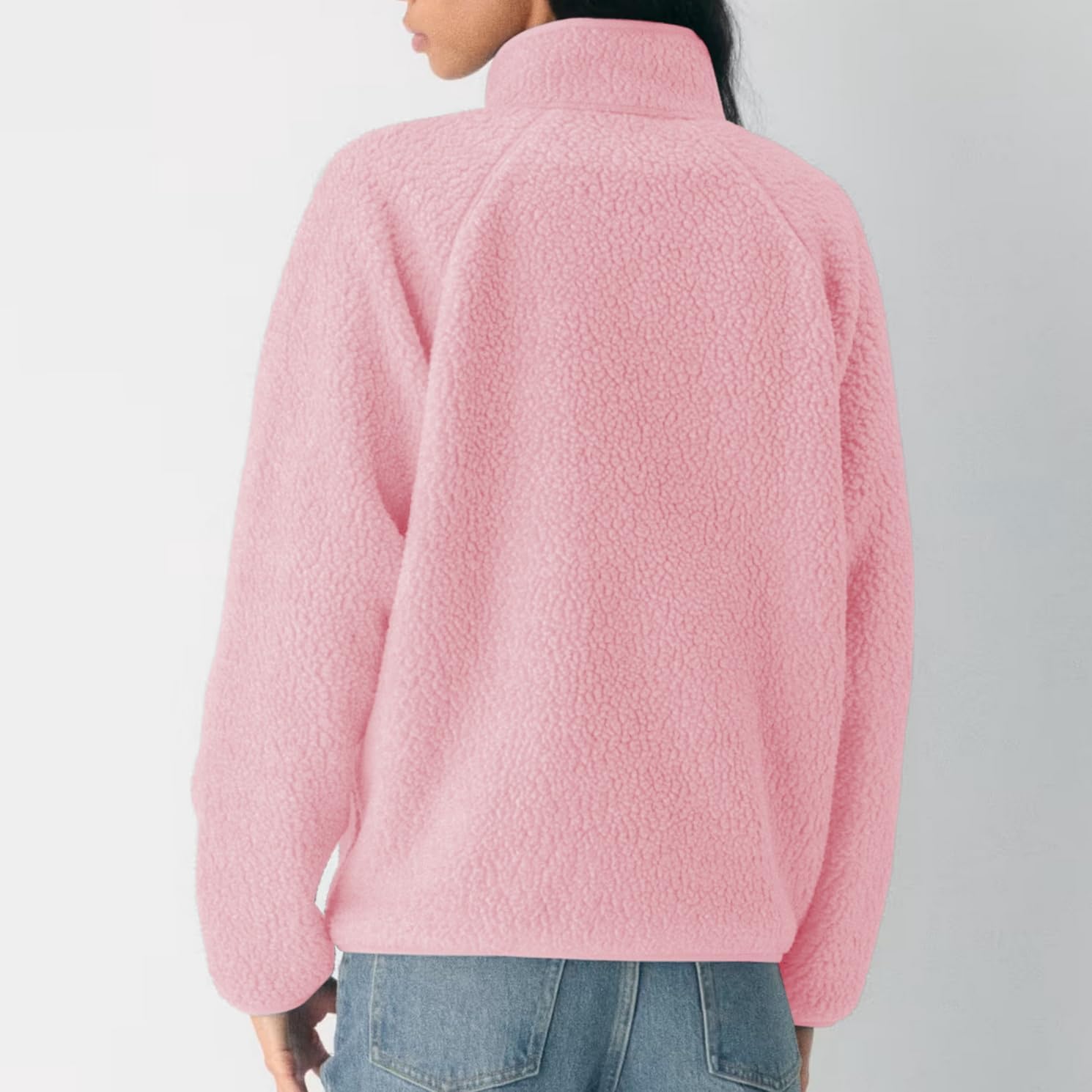 Womens Fleece Jackets Casual Long Sleeve Sherpa Jacket Warm Fuzzy Full Zip Up Sweatshirt Coat with Pockets