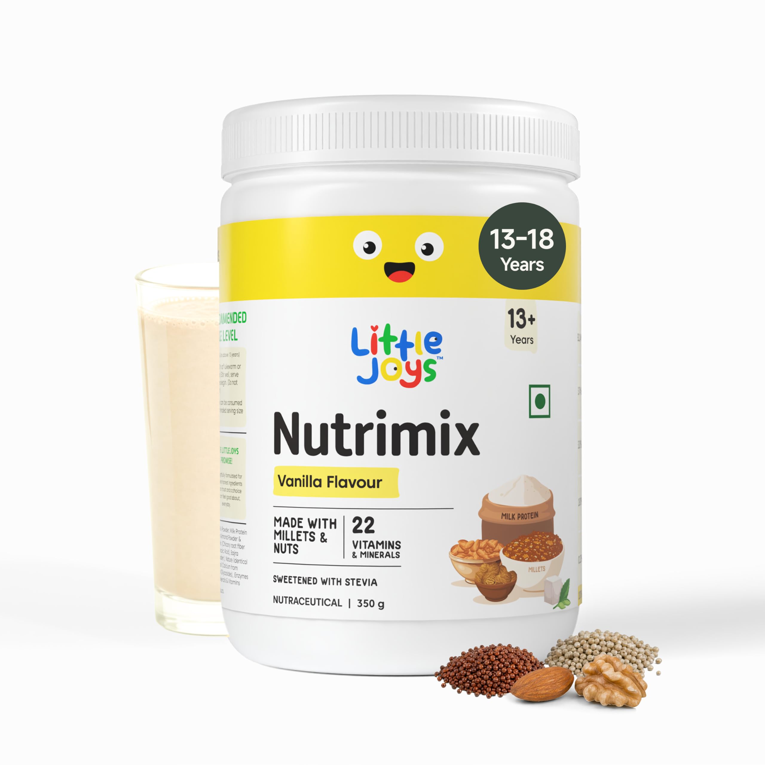 Little Joys Nutrimix Protein Powder for Teenage Boys & Girls (13-18 years) | 12g Protein | No Added Sugar | Ragi, Bajra, Jowar, Almonds & Walnuts | For Energy, Immunity & Brain Health | Vanilla, 350g-picture-26