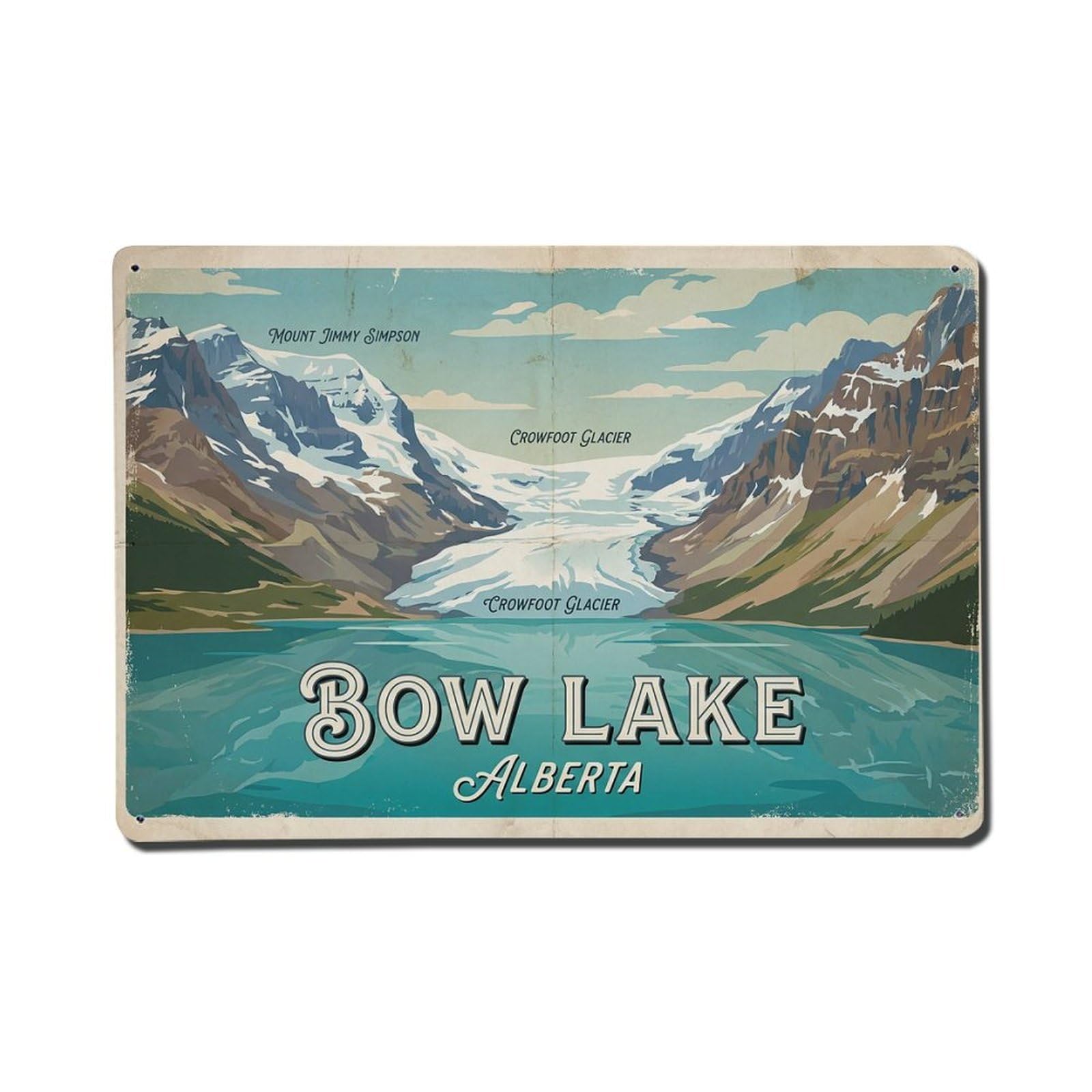 Cwbufd 8X12inch(20X30cm) Travel Vintage Canada Bow Lake Metal Tin Sign Plaque Wall Decor For Cafe, Club Bar, Office, Garden Metal Poster 8X12inch