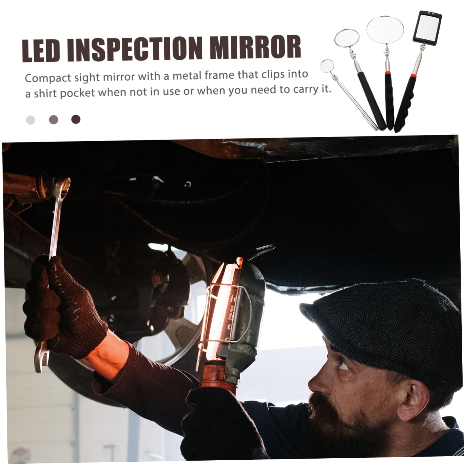 FUNOMOCYA 4pcs Telescopic Inspection Mirror Under Vehicle Mirror Check Mirror Vehicle Search Mirror Car Inspection Tool Mirror Inspection Tool Inspection Mirror for Extra Viewing Part Lens