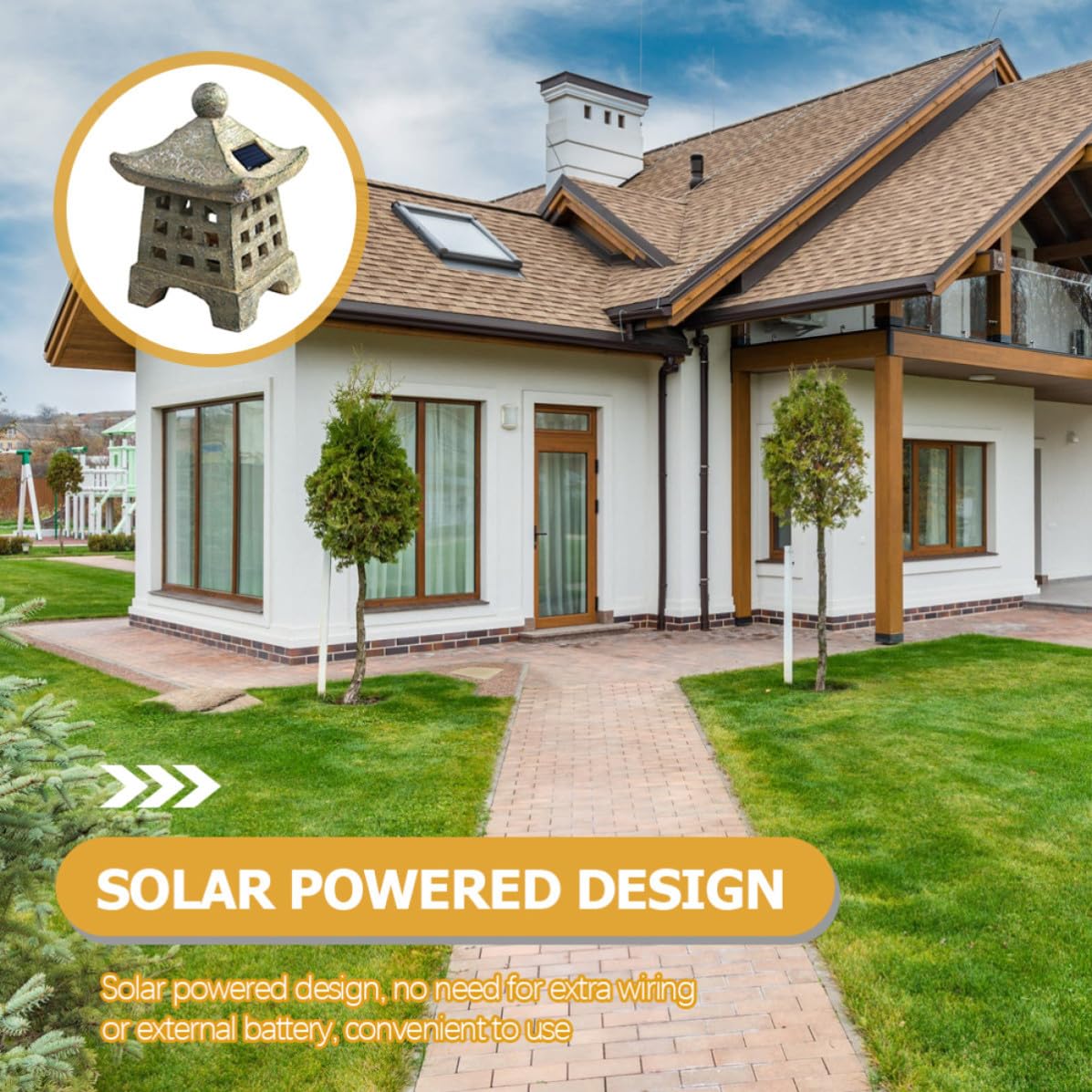VALICLUD Solarbetriebene Kunstharz Steinlaterne für Garten und Außenbereich