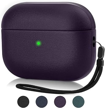 JIELIELE Upgrade Cover Compatible with Airpods Pro Case, Leather Texture Full-Body Protective Case Cover Compatible with Airpods Pro,Wireless Charging and Front LED Visible Burgundy