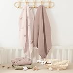 Bearmoss Muslin Feuilles de literie 100% Feuilles de bébé en coton pour lit bébé pour matelas standard & Matelas de lit pour tout-petit 52"x28" doux respirant feuille de berceau neutre pour les garçons filles - 2 Pack (Pink Star)