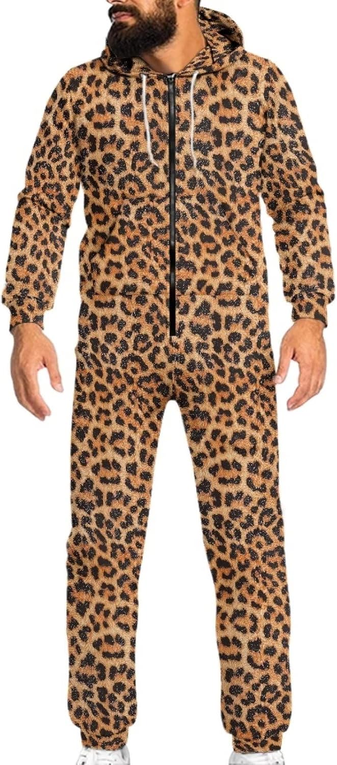 TODIYADDU Plus Size Onesie Pajamas for Women Men Long Sleeve Zip Up Jumpsuit Rompers Novelty One-Piece Pajamas Hoodie Costume