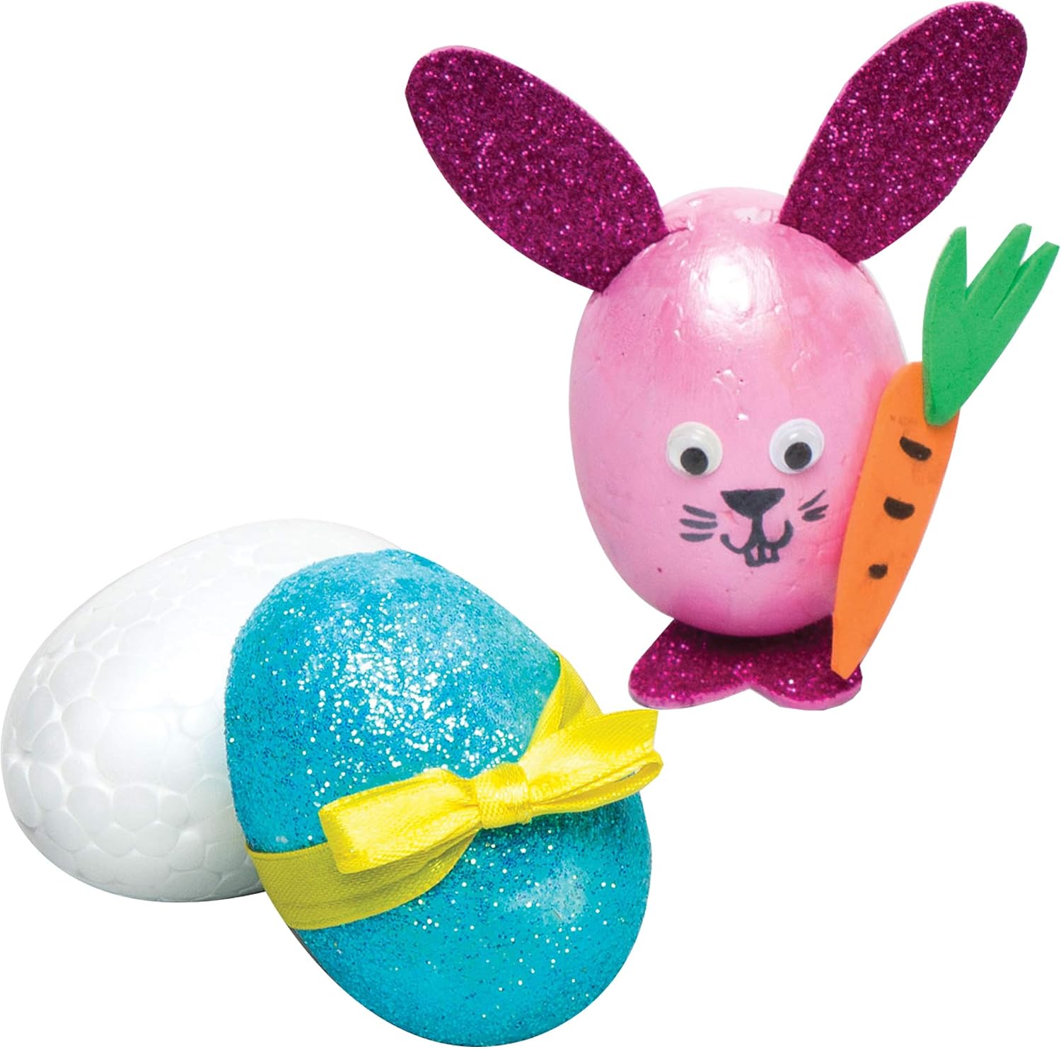 Baker Ross-E233 Polystyrene Eggs, Ready to Paint Kids to Decorate and Display This Easter, 7cm, White 10 Pack