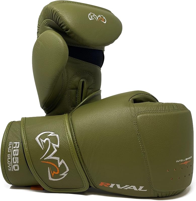 RIVAL Boxing RB50 Intelli-Shock Compact Bag Gloves, Hook and Loop Closure - Soft Inner Lining, Multi-Layered Foam Padding