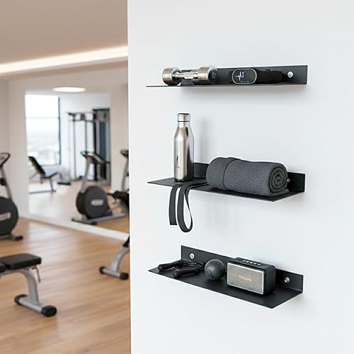 Miniatura 5 de SIMOND STORE Estante flotante lineal, estante industrial de acero resistente montado en la pared, estante diseñado para bricolaje