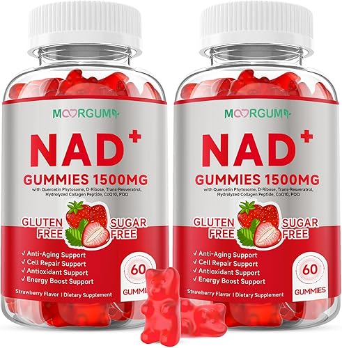 NR Collagen CoQ10 Super Gomitas N AD+ para energía y antienvejecimiento, 1500 mg por porción, con malato de hidrógeno de nicotinamida, ribósido,