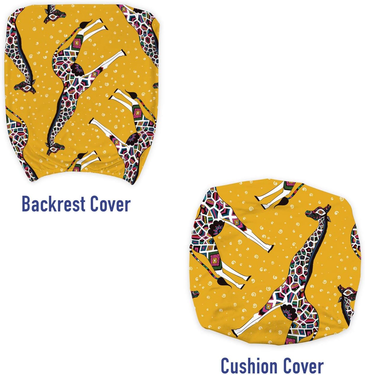 Ambesonne Giraffe Office Chair Slipcover, Ornamental Animal with Patterns on Yellow Color with Swirls, Protective Stretch Decorative Fabric Cover, Multicolor