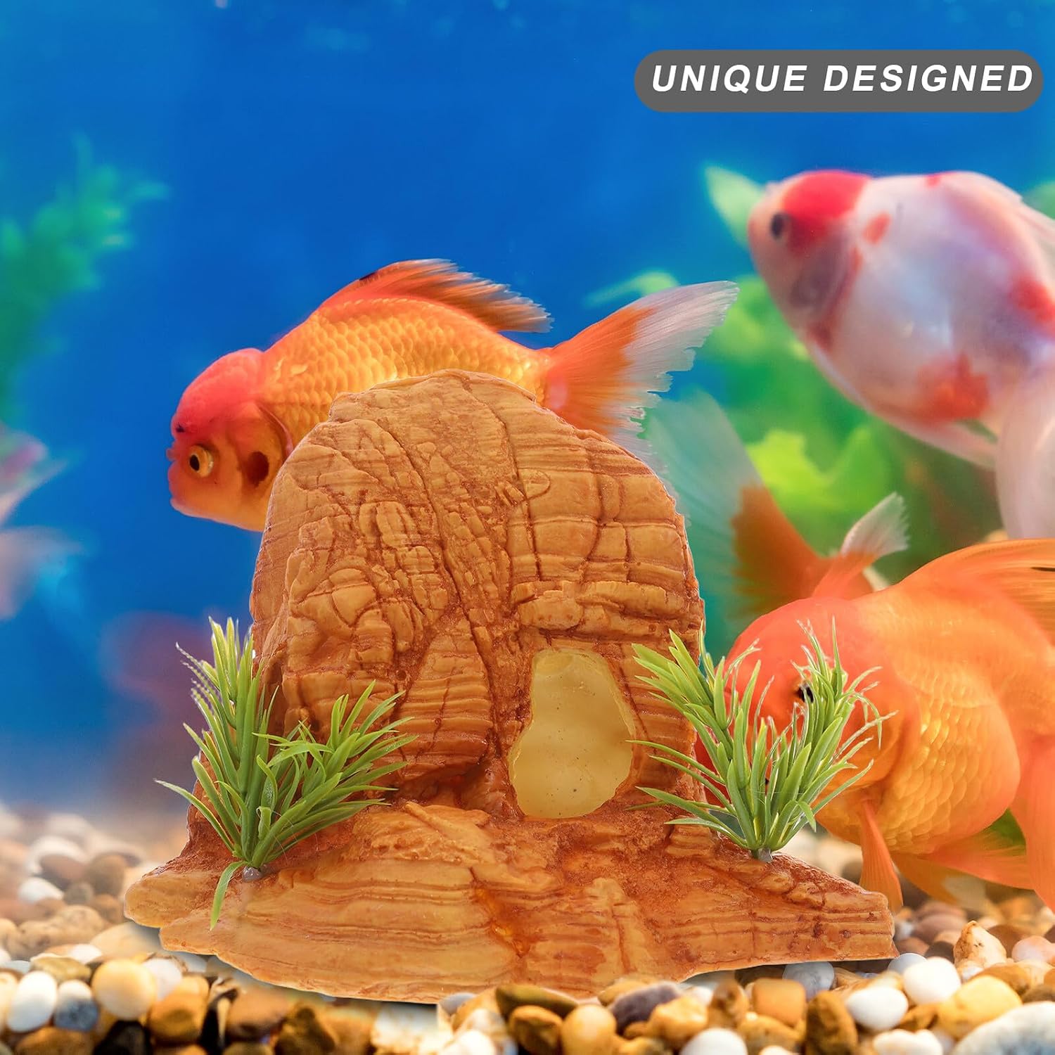 Cabilock Resin Reptile Hideout Cave for Small Turtles and Leopard Geckos, Tall Humid Habitat Decor Aquarium Shelter for Amphibians and Terrarium Use