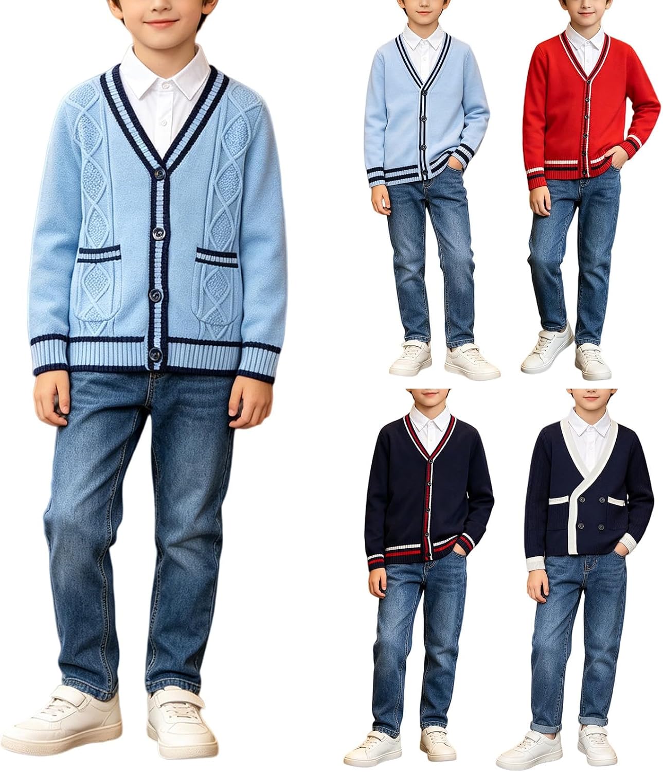 Girls Cardigan Sweater School Uniforms Toddler Long Sleeve Button Knit Solid Sweaters Tops