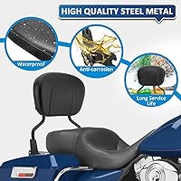 Vista 3 de Barra Sissy desmontable negra brillante con almohadilla de respaldo para pasajero y kit de herrajes de acoplamiento de 4 puntos compatible