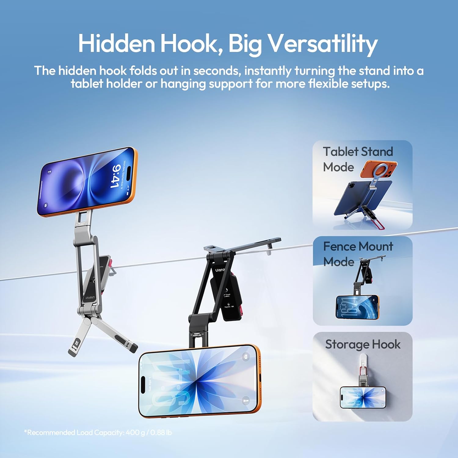 ULANZI MA67 Magnetic Tri-Fold Phone Stand for iPhone, MagSafe Phone Tripod