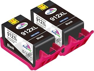 KINGWAY 912XL Ink Cartridges Remanufactured for HP 912 912XL Black Ink Cartridges for HP OfficeJet 8012 8015 8010 8017 8014 HP OfficeJet Pro 8022 8020 8025 8024 8021 8023 All-in-One Printer, 2 Black