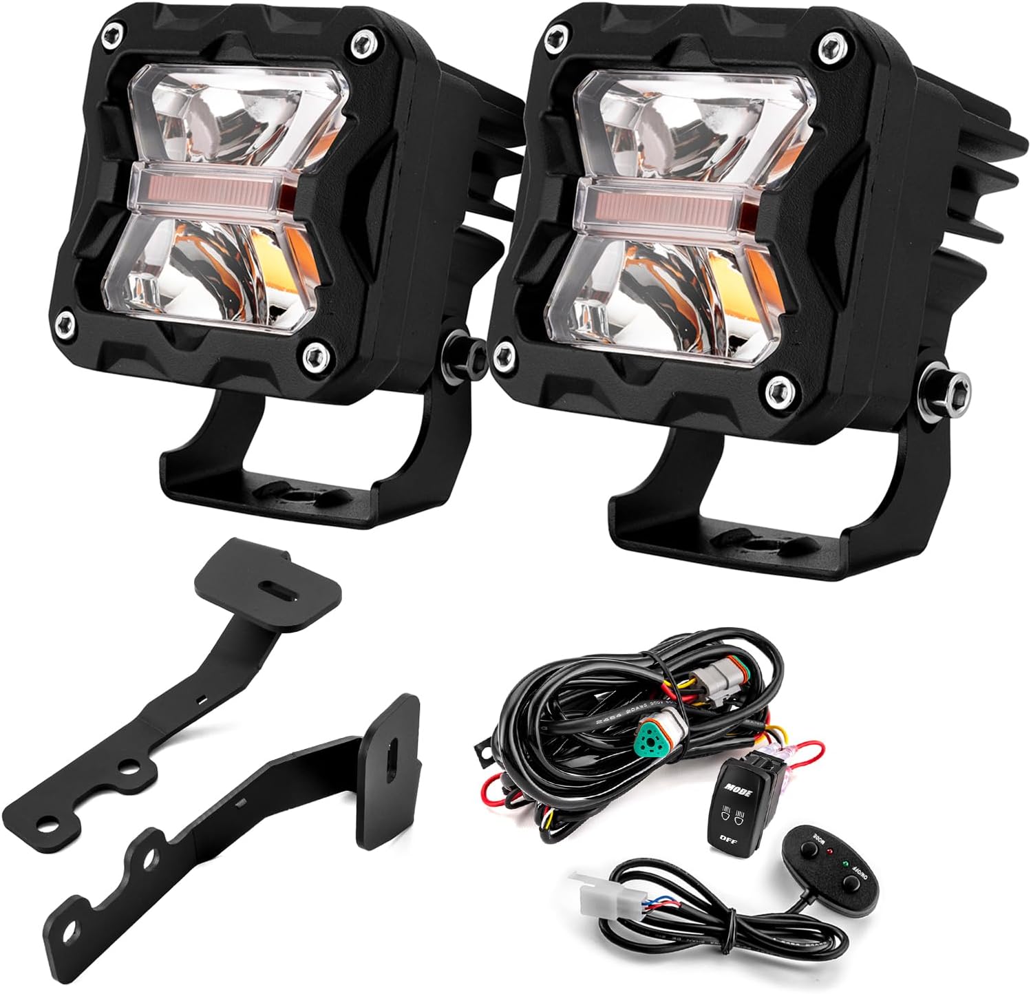 WeiSen 3 Inch 40W Amber White LED Ditch Light Kit Compatible with Toyota Tundra 2022-2025