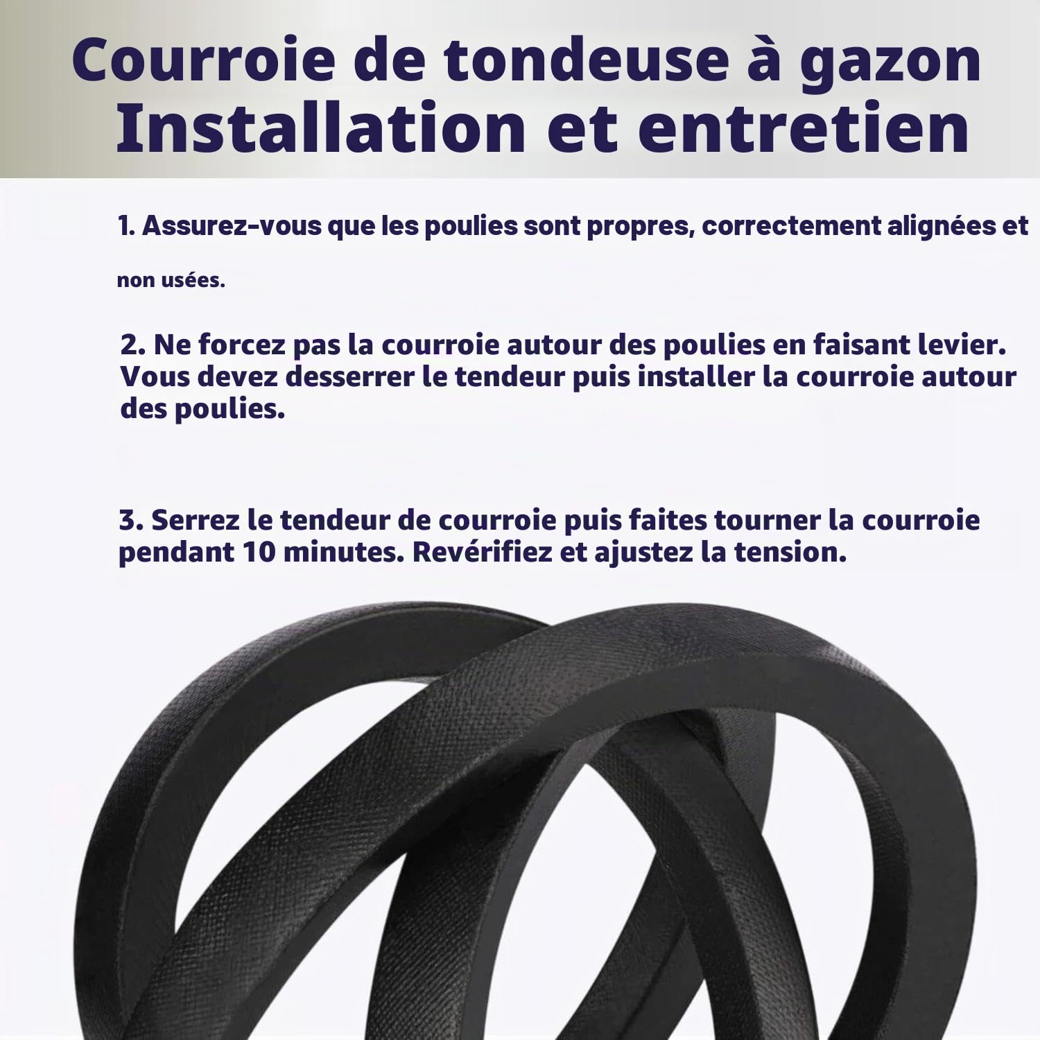 Courroie de transmission compatible avec John Deere LT150 LT160 LT170 LT180 LT190 X300 X304 X310 X320 X324 X330 X340 X350 X354 X360 M144044