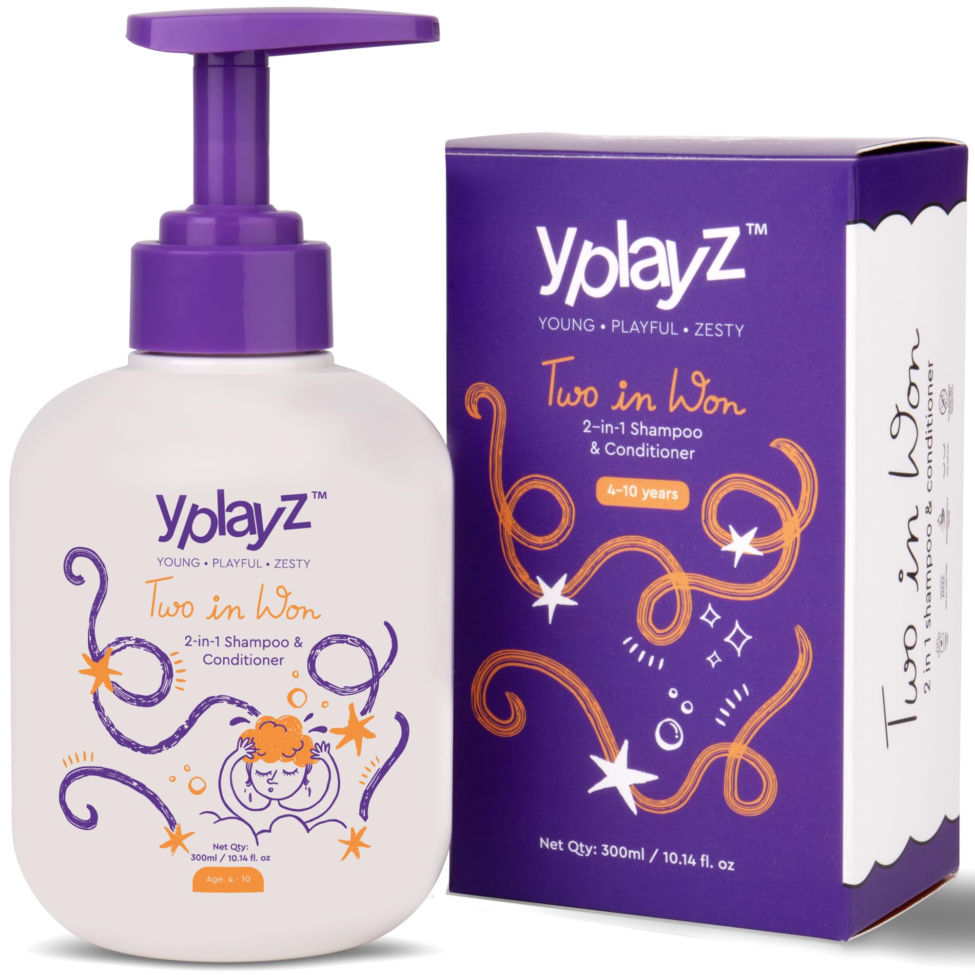 2-in-1 Shampoo & Conditioner (Two In Won) For Kids 4+ Yrs | Hibiscus,Manuka Honey & Olive Squalane Extracts | Nourishes,Strengthens,Cleanse & Hydrating| Reduces Frizz & Adds Shine To Hair|300ml