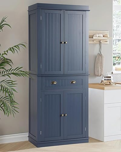 Miniatura 26 de Armario de almacenamiento de despensa de cocina de 72 pulgadas, armario independiente con 2 gabinetes, cajón y estantes ajustables, armario de Negro