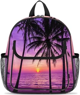 Mochila para meninos e meninas, roxa, Coconut Grove, mochila infantil, mochila do pôr do sol, mochila de viagem, mochila clássica, mochila fofa para livros com alça no peito, Multi