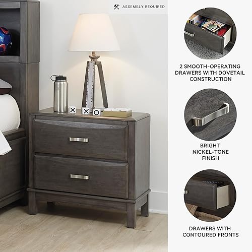 Miniatura 4 de Signature Design by Ashley Caitbrook - Mesita de noche contemporánea de 2 cajones con construcción de cola de milano, 26 pulgadas de alto, gris