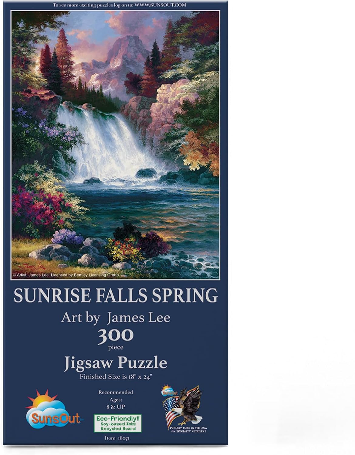 SUNSOUT INC - Sunrise Falls Spring - 300 pc Jigsaw Puzzle by Artist: James Lee - Finished Size 18" x 24" - MPN# 18071