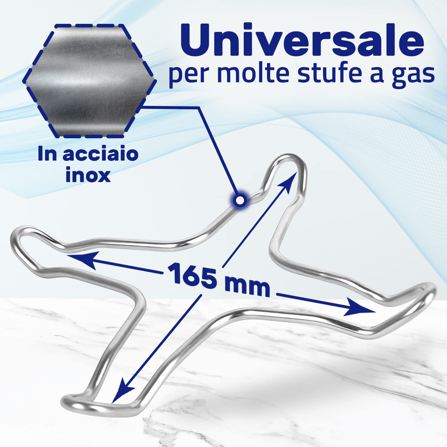 Riduttore Per Fornello A Gas Universale MONTERAL, In Acciaio Inox, Dimensioni 165x165 Mm - Per Pentole Piccole E Caffettiere, Garanzia 10 Anni