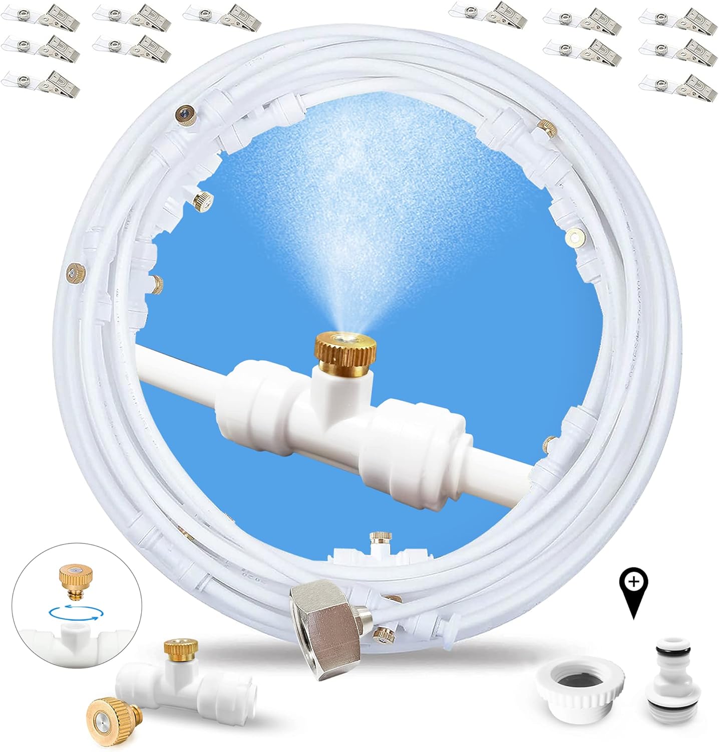 Misters for Outside Patio 50FT + 35FT,Water Misters for