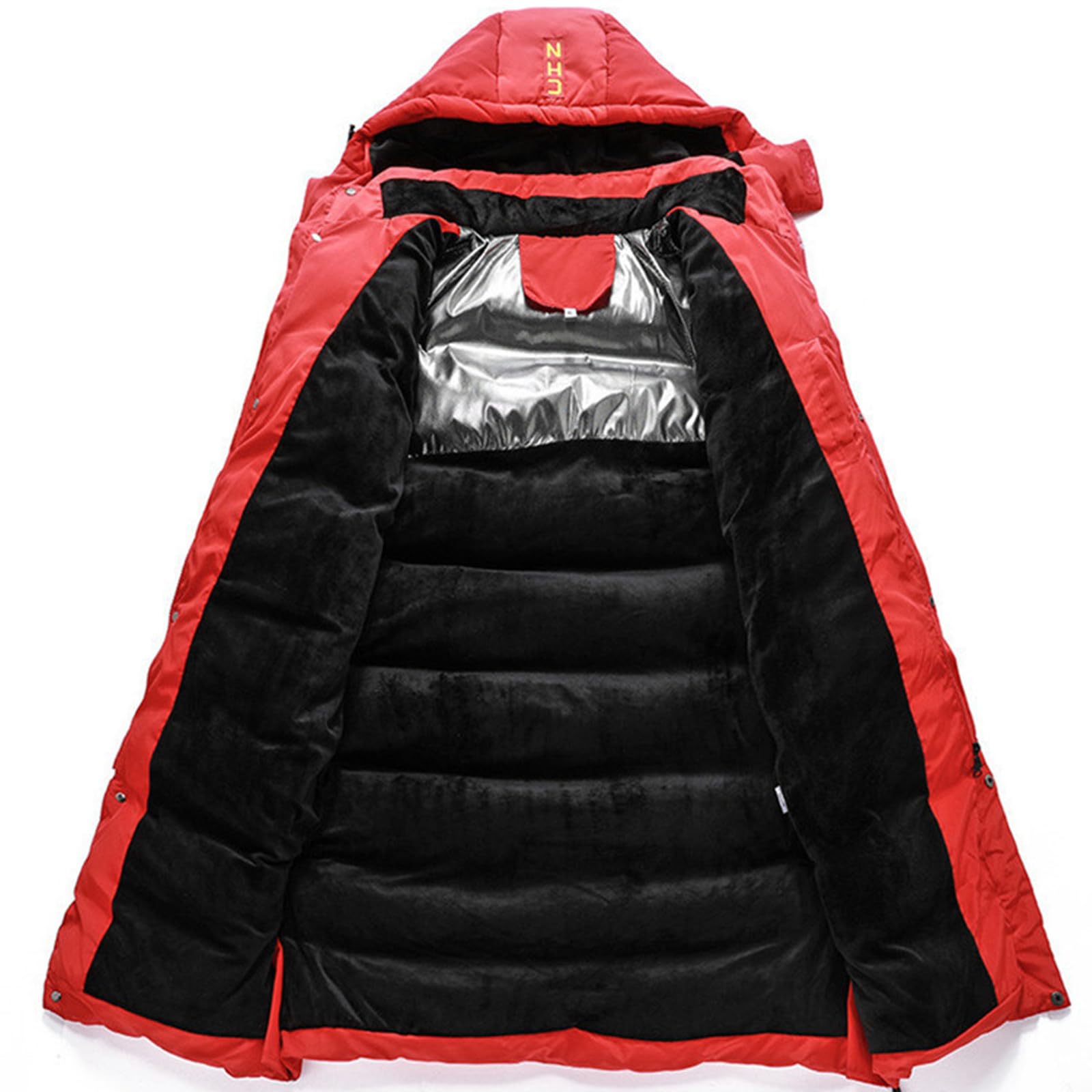 ANUFER Unisex Hombre Mujer Largo Chaqueta Térmico Acolchado de Algodón Abrigo de Invierno con Capucha Desmontable