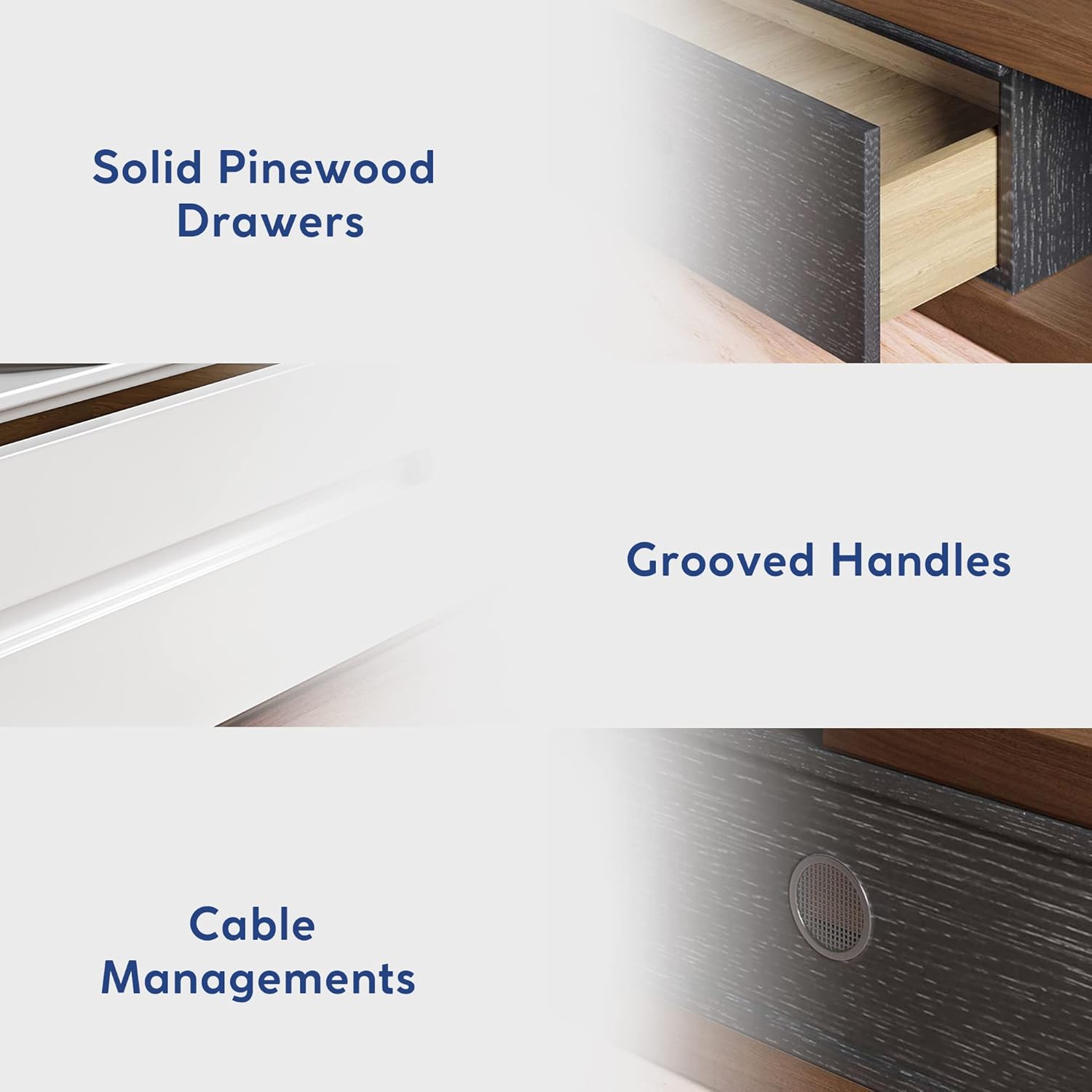 POVISON Extendable TV Stand, Modern Entertainment Center for Up to 100 Inch TV, Wood Reversible Media Console with 3 Drawers, Partial Assembly, 78-110'', Walnut &Black