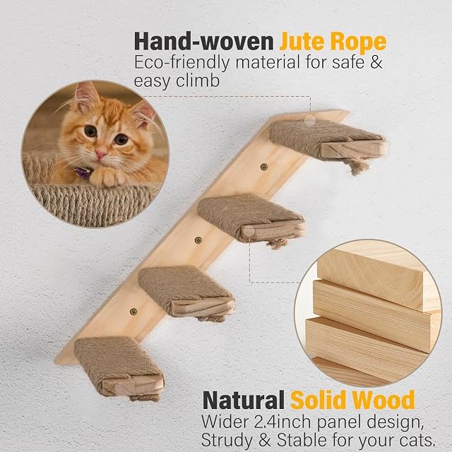 Foto 5 de 6 de Estantes de pared para gatos y escaleras con cuerda de sisal, escalones de pared para gatos