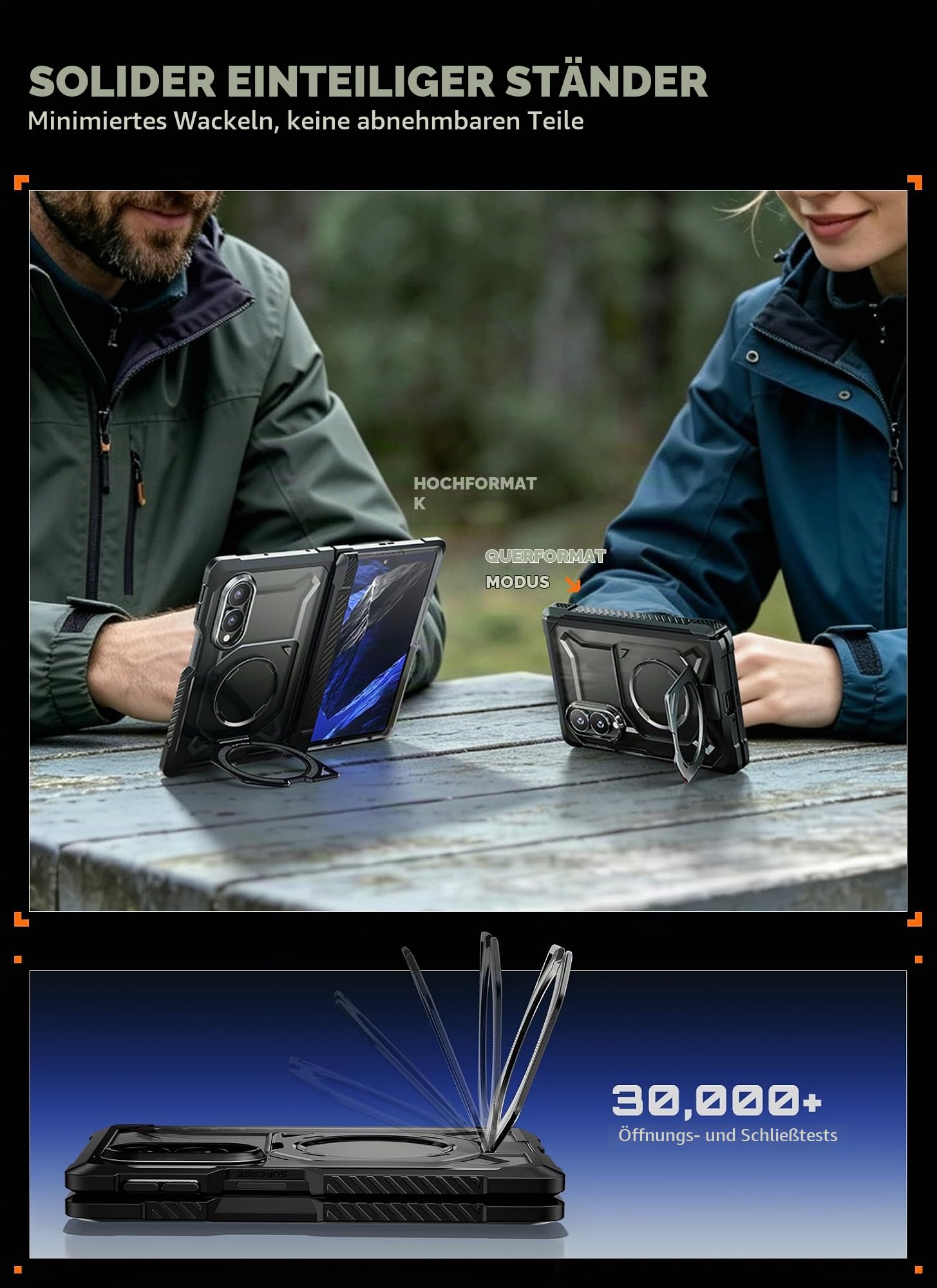 SUPCASE für Samsung Galaxy Z Fold 8 Hülle mit Ständer Bumper Case, Schwarz