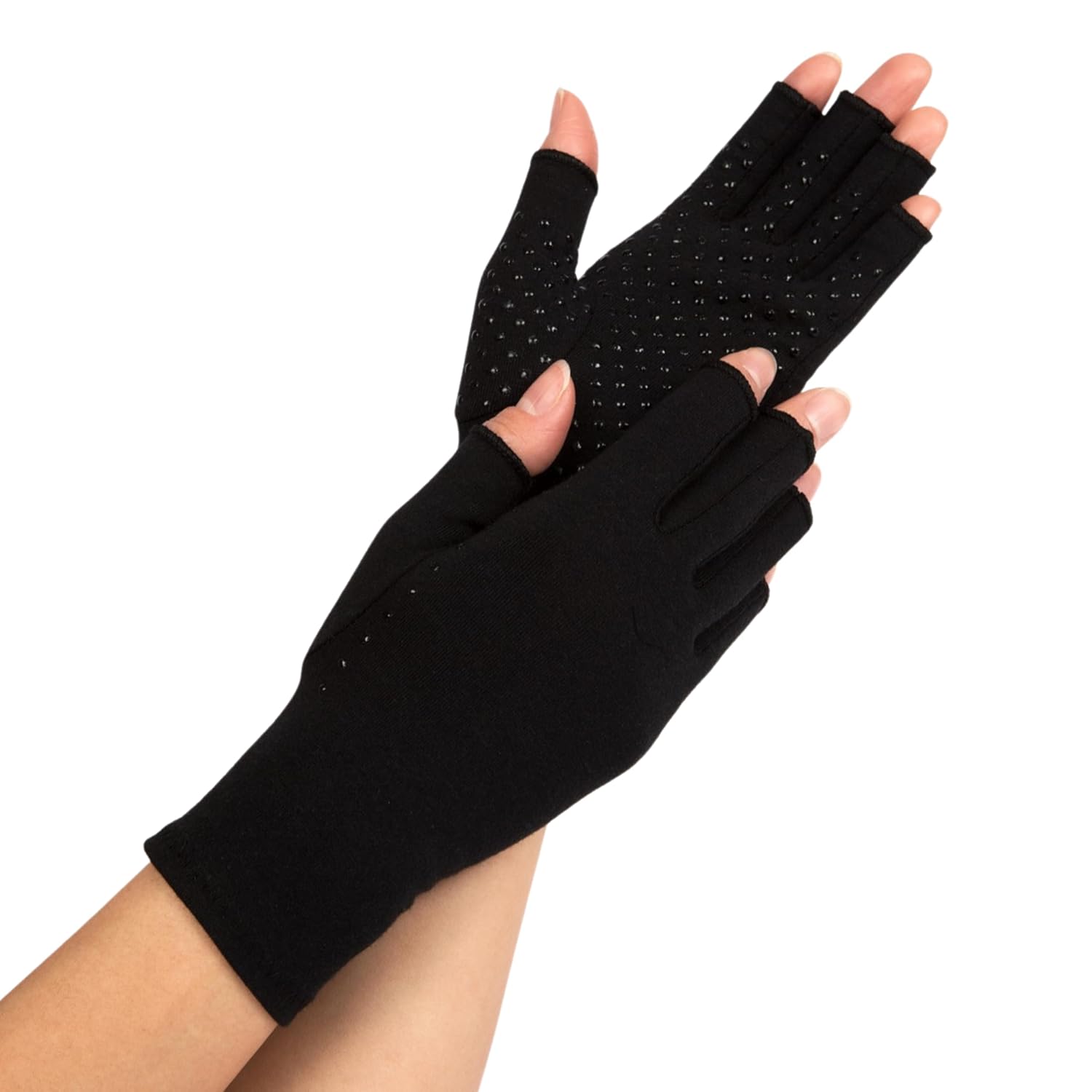 GRACE & ABLE Compression Gloves: Relief From Arthritis with Silicone Dots for Extra Grip. Cotton Stretch Breathable (Plum Purple, Large)