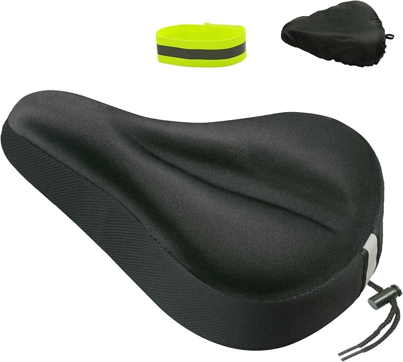 Geronmine Funda de gel para asiento de bicicleta, fundas acolchadas para sillín de bicicleta para mujeres y hombres, la funda de cojín para asiento de bicicleta estática más cómoda, suave para girar en interiores y exteriores, clase de ciclismo, bicicletas estáticas de montaña
