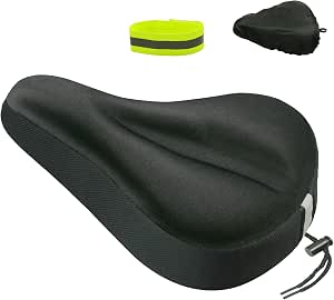 Geronmine Gel Bike Seat Cover Padded Bicycle Saddle Covers for Women & Men, Most Comfortable Exercise Bike Seat Cushion Cover, Soft for Spin Indoor Outdoor Cycling Class Mountain Stationary Bikes