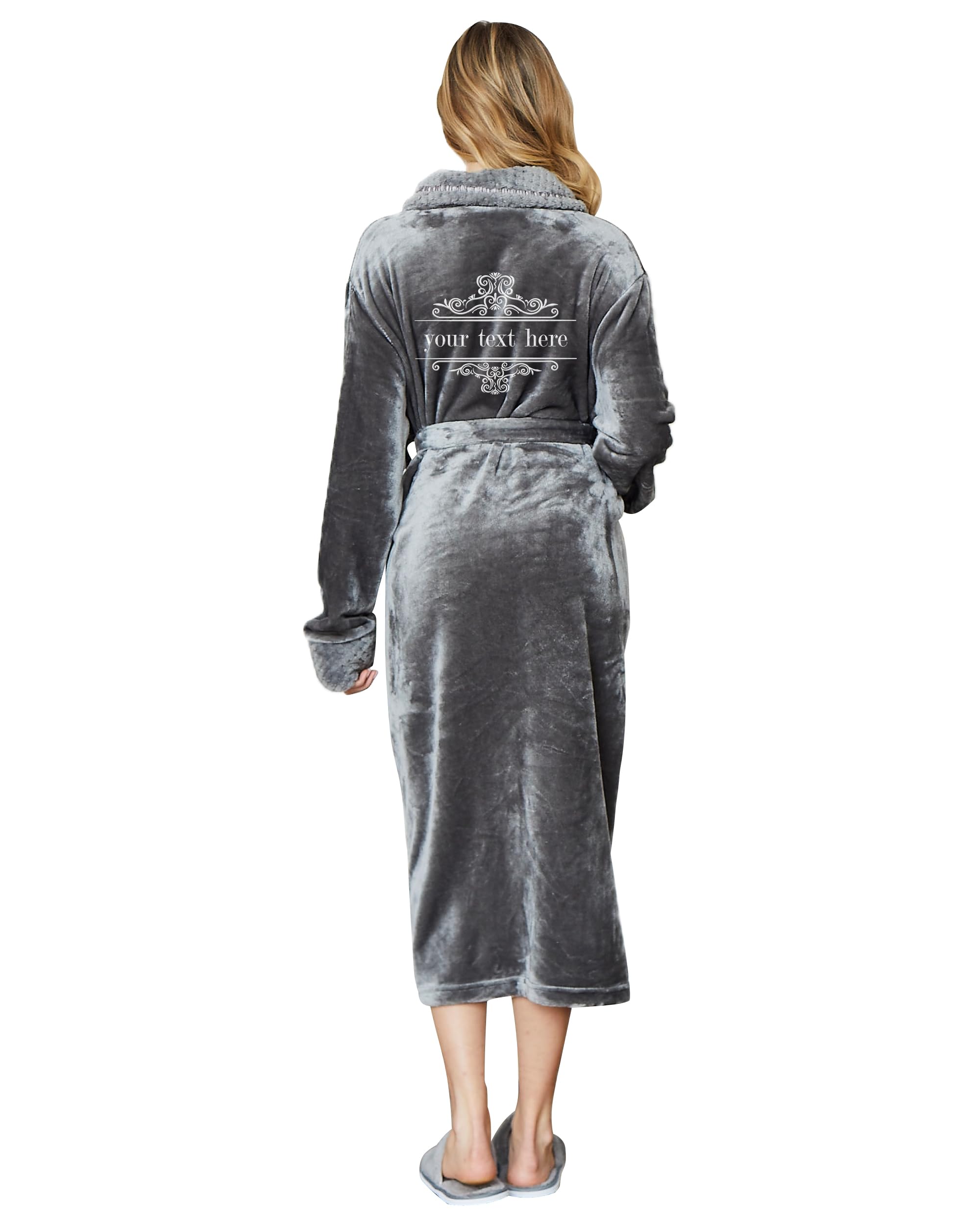 Lotus Linen Personalized Plush Bathrobe Women Custom Bath Robe Embroidered Monogram Loungewear Gift