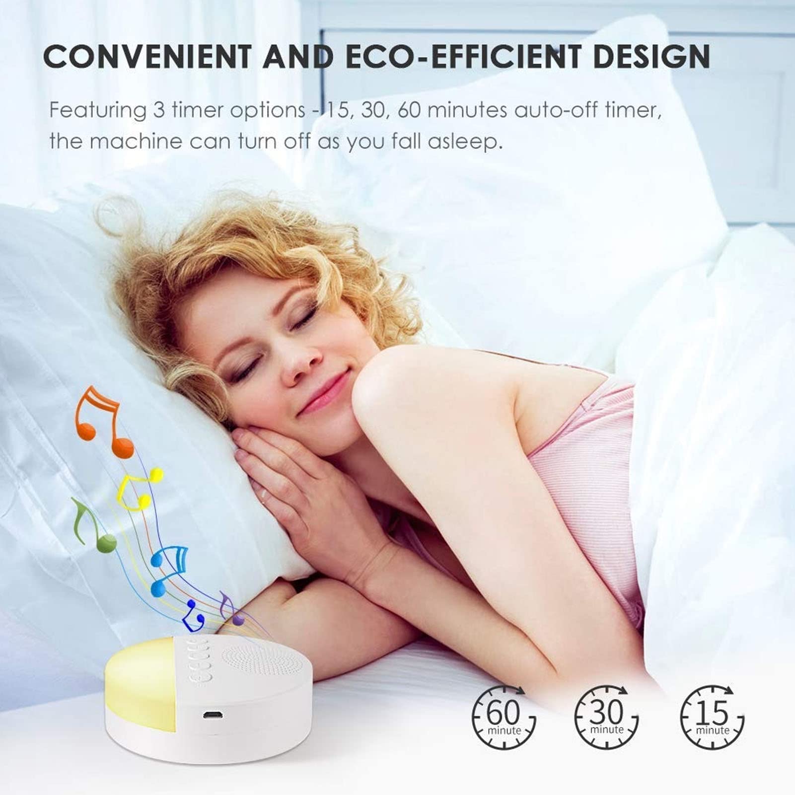 Macchina per il rumore bianco, dispositivo di rumore bianco 20 musica ricaricabile USB Baby Sleep Sound Machine con luce notturna