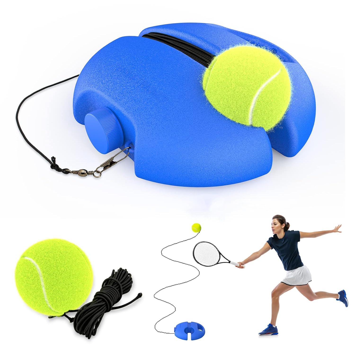 JHT Tennis Trainer Nylon Rebound Ball,Solo Tennis Training Equipment