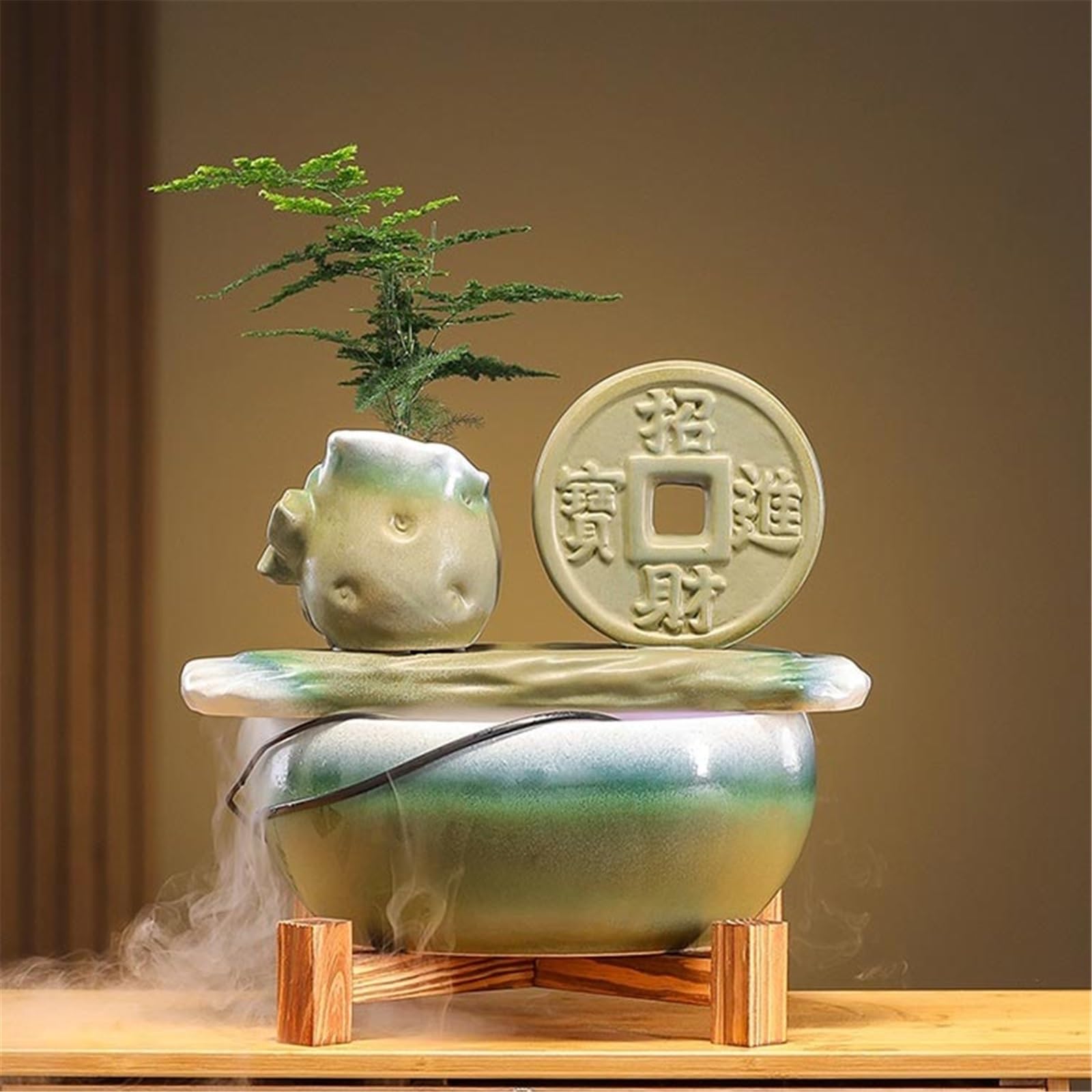tavolo Fontana a cascata for interni, ornamenti d'acqua in ceramica cinese, decorazione for la meditazione for l'ufficio domestico Interno