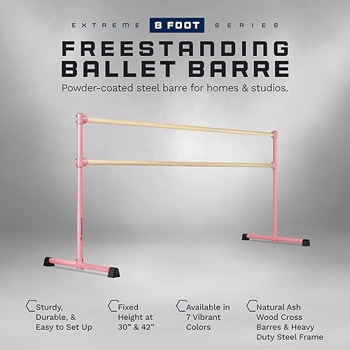Miniatura 8 de VITA Barre - Barra de ballet doble portátil independiente, extrema, madera, altura fija, fabricada en Estados Unidos, equipo de ejercicio en casa o