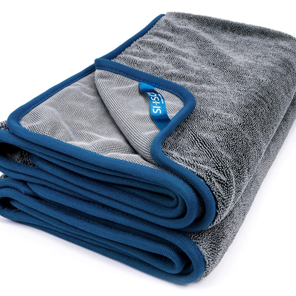 SHSCLY Toallas de secado de microfibra para coches grandes, color gris, 29 x 33 pulgadas, paquete de 2