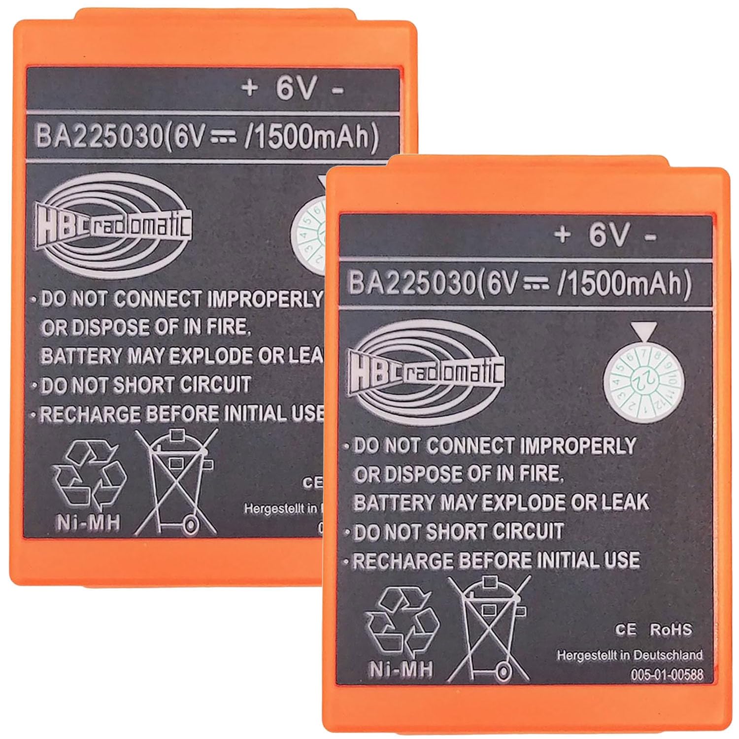2Pcs BA225030 6V Ni-Mh Battery for HBC Crane Remote Pump Truck Battery 1500mAh