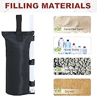 Vista 4 de ABCCANOPY Bolsas de Arena para Carpa Extra Grandes de 150 Libras, Paquete de 4, Negro (Sin Arena)