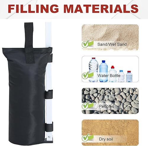 Miniatura 3 de ABCCANOPY Bolsas de Arena para Carpa Extra Grandes de 150 Libras, Paquete de 4, Negro (Sin Arena)