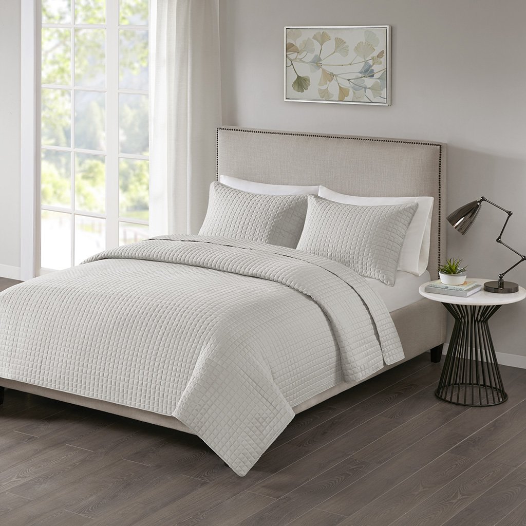 Photo 1 of 510 DESIGN Otto 3 Piece Coverlet Set Grey Full/Queen, 5DS13-0024 Grey Full/Queen (90 in x 90 in)