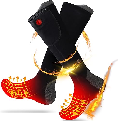 Magnolia Calcetines térmicos para hombres y mujeres, 7.4 V, batería recargable eléctrica, calentadores de pies, calcetines térmicos de esquí de